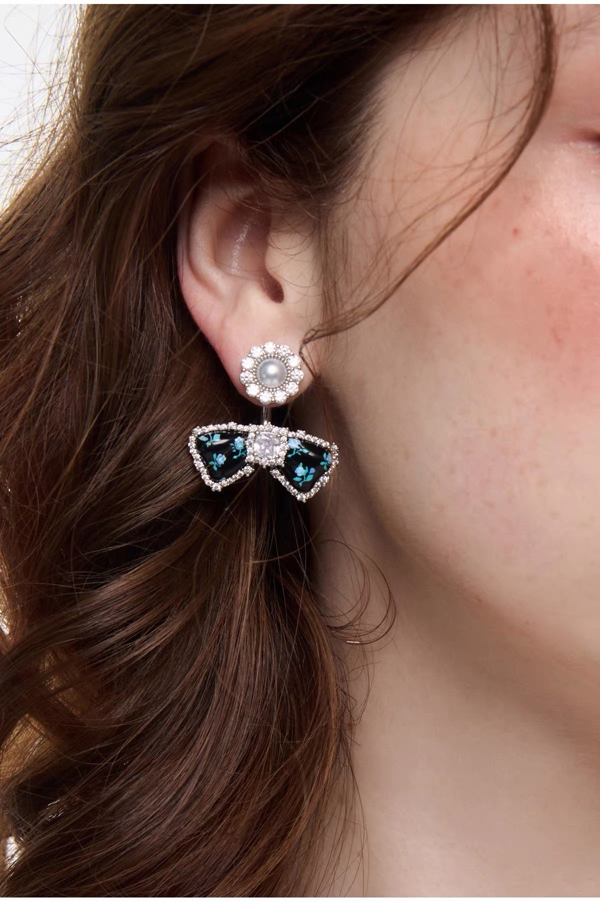 flower mood ribbon black pierce HR1036