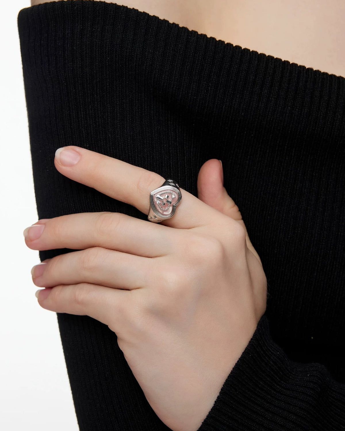 heart cross pink ring HR1003