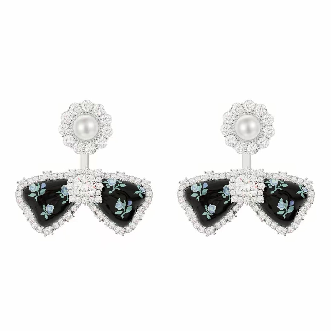 flower mood ribbon black pierce HR1036