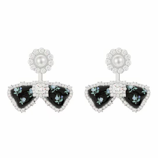 flower mood ribbon black pierce HR1036