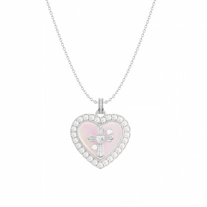 cross center point Heart necklace HR1034