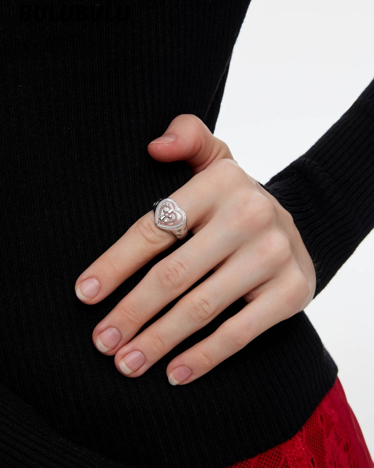 heart cross pink ring HR1003