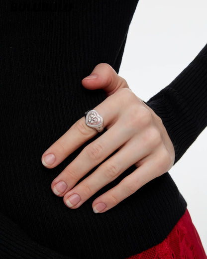 heart cross pink ring HR1003