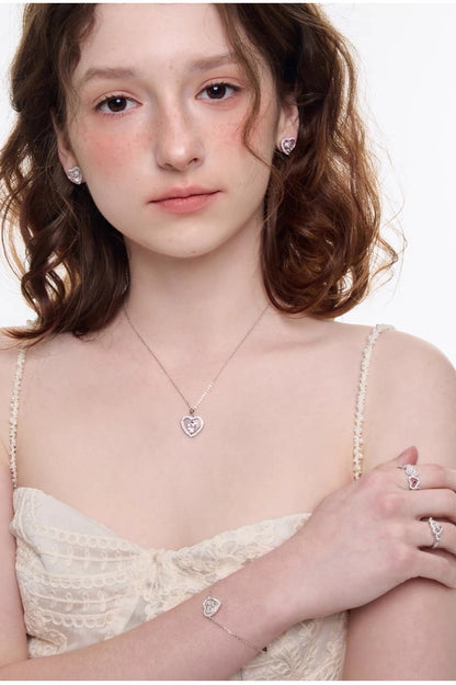 cross center point Heart necklace HR1034