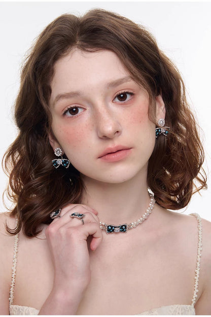 flower mood ribbon black pierce HR1036