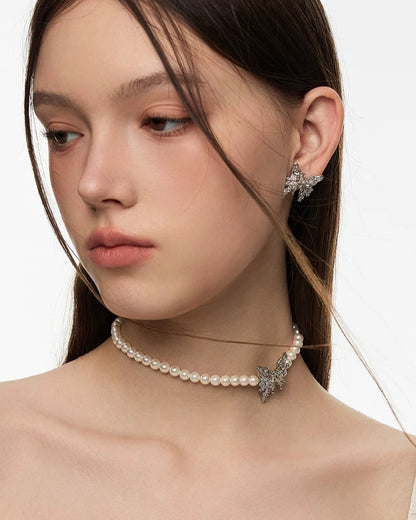 front butterfly perl choker HR1013