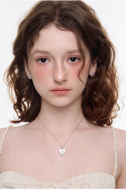 cross center point Heart necklace HR1034