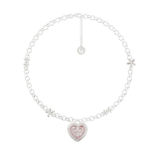 heart cross pink necklace HR1001