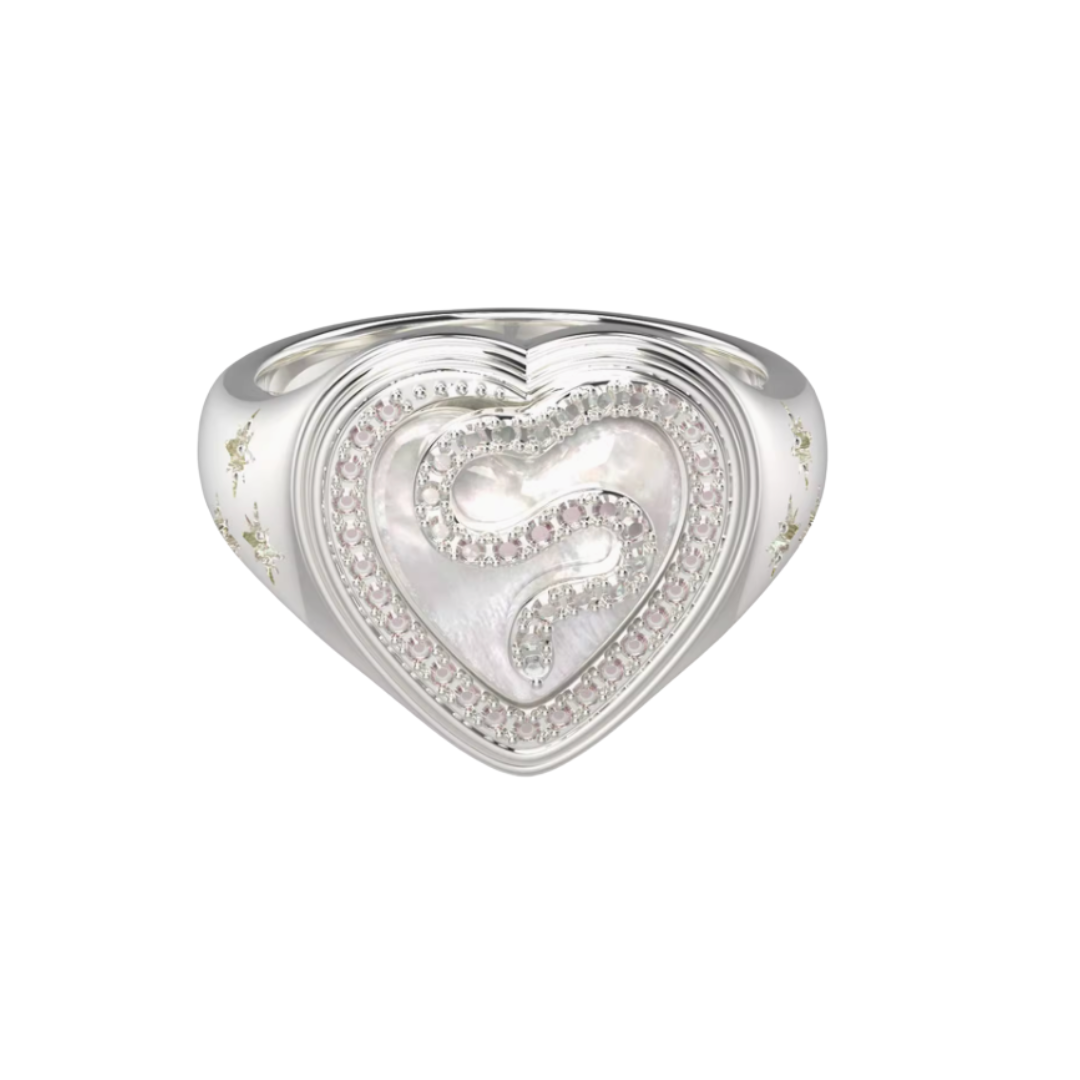 silver white peral ring HR1016