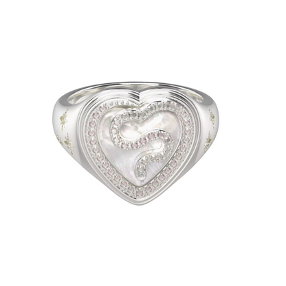 silver white peral ring HR1016