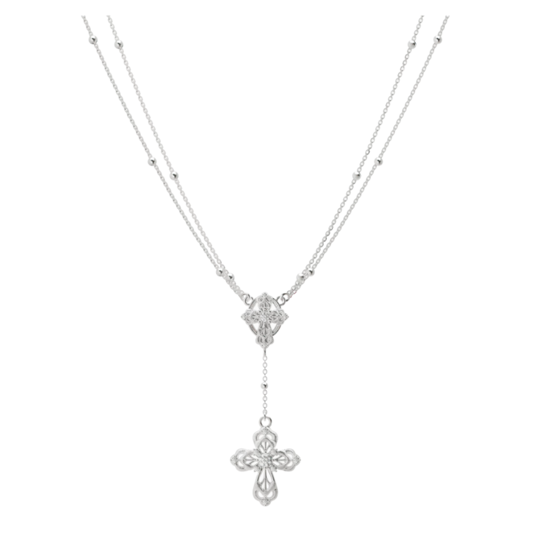 double cross charm necklace HR1019