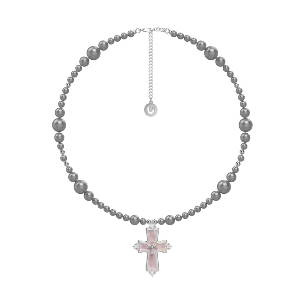 cross pink necklace HR1007