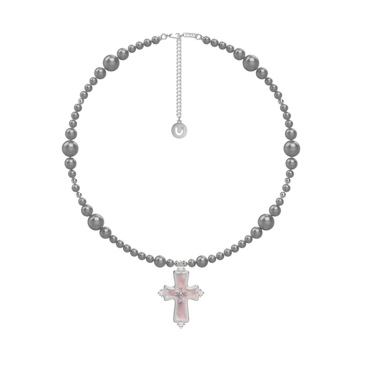 cross pink necklace HR1007
