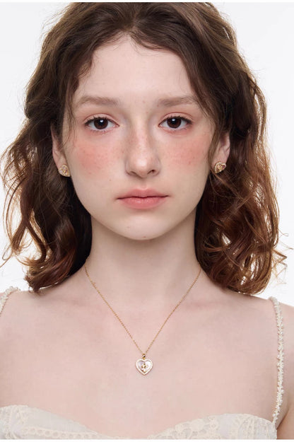 cross center point Heart necklace HR1034