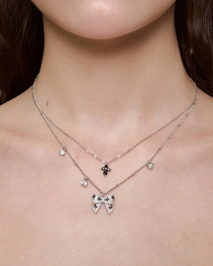 ribbon black core double necklace HR1041