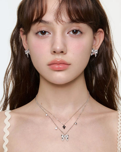 ribbon black core double necklace HR1041