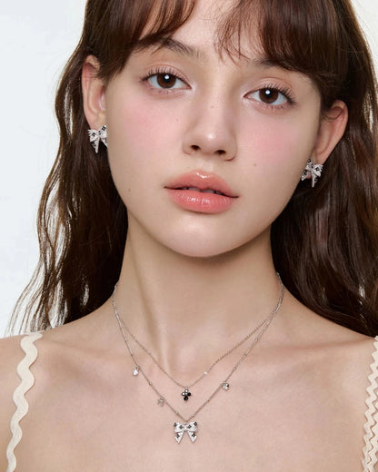 ribbon black core double necklace HR1041