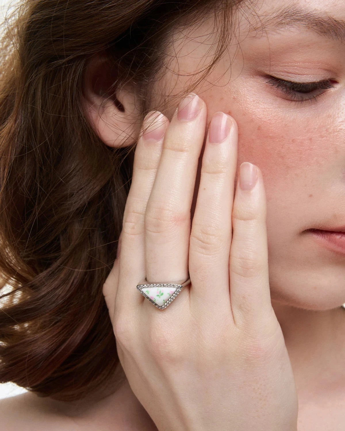 triangle flower ring HR1054